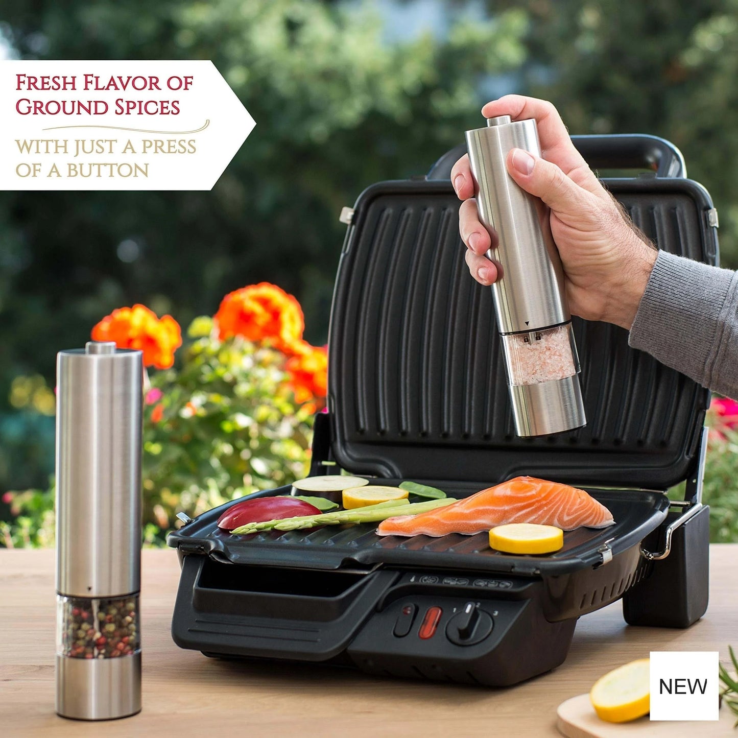 Electric Salt and Pepper Grinder Set with Light