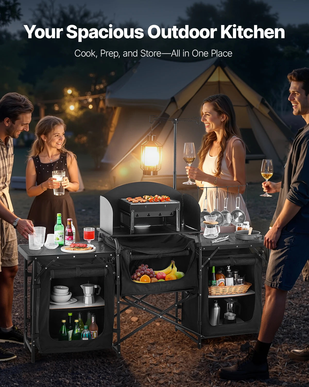Folding Outdoor Camping Kitchen Grill Station