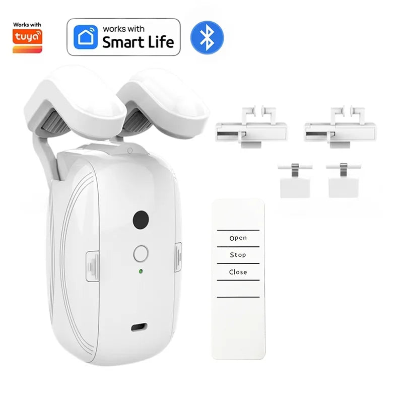 WiFi & Bluetooth Smart Curtain Opener with Remote & App Control