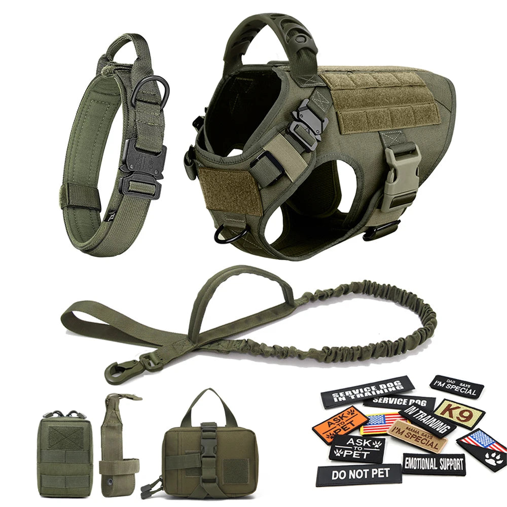 Camouflage Tactical Dog Harness with Leash Set