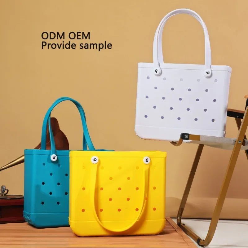 Waterproof EVA Rubber Tote Bag – M/L/XL Beach & Picnic Basket