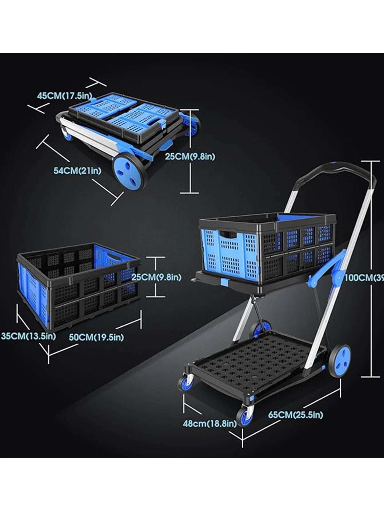 2-Tier Folding Shopping Cart with Brake