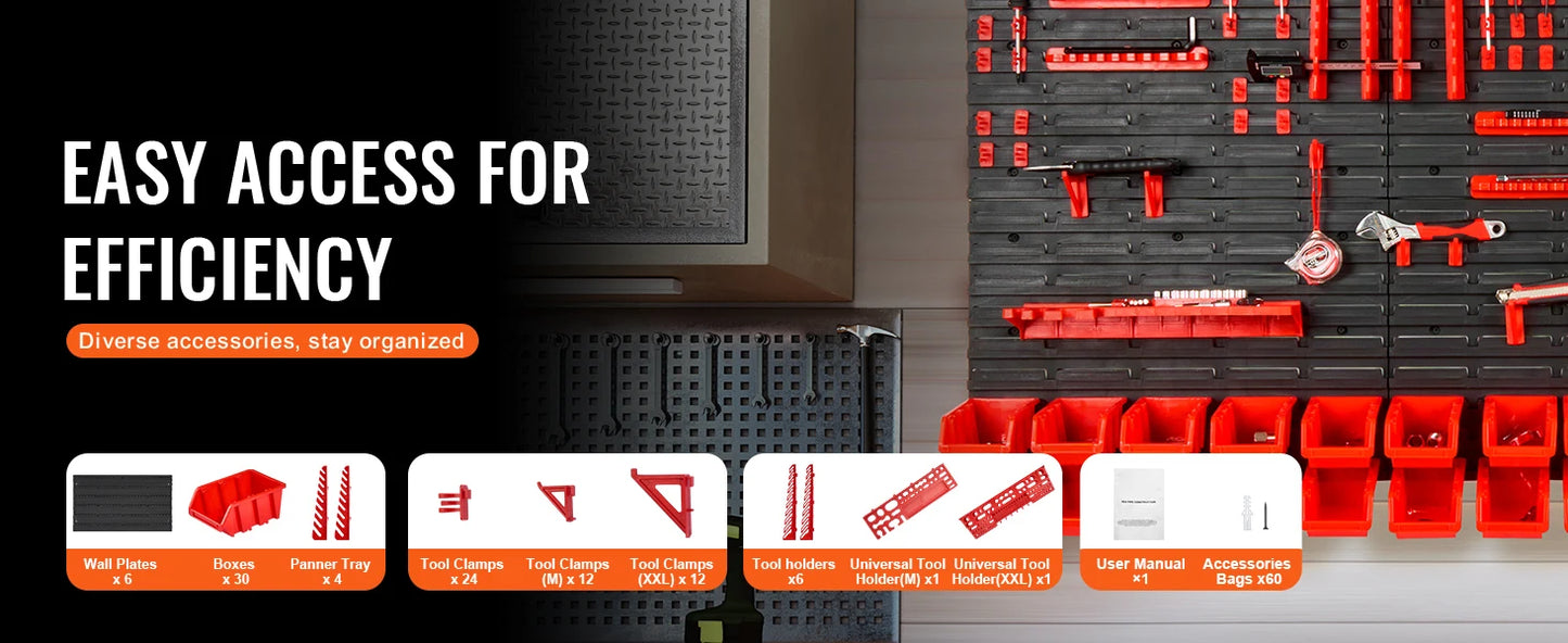 Wall Mounted Tool Storage Organizer Rack-30/48Bin