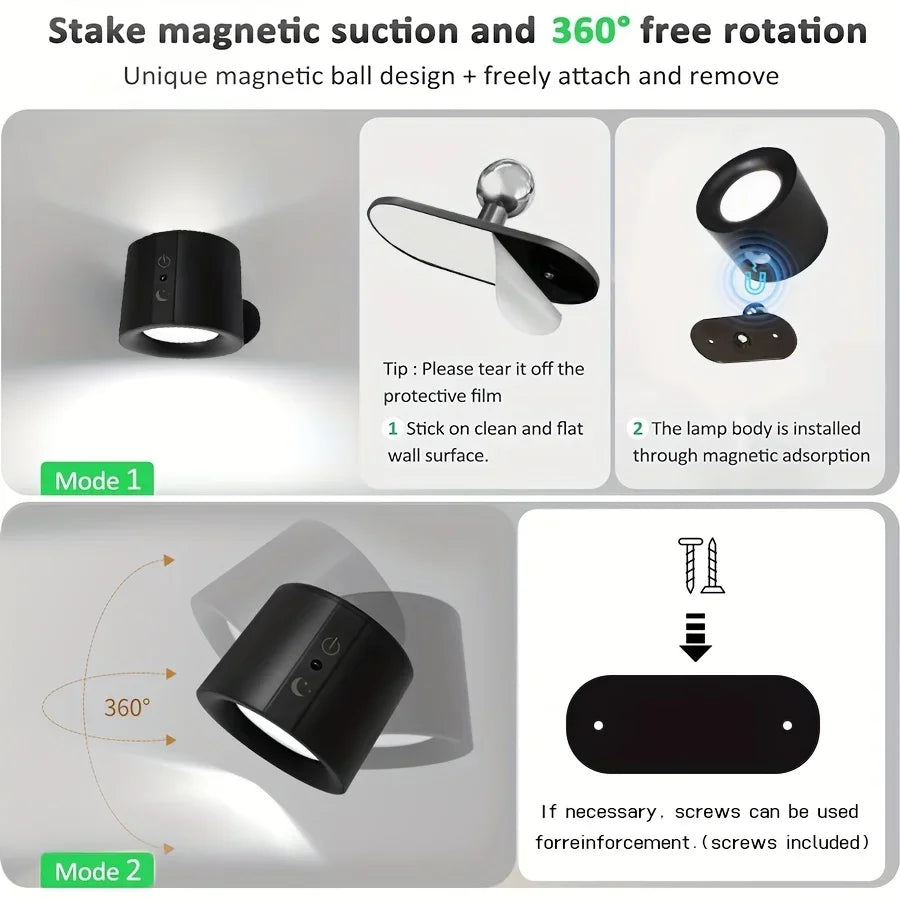 Dual-Sided Magnetic LED Wall Lamp