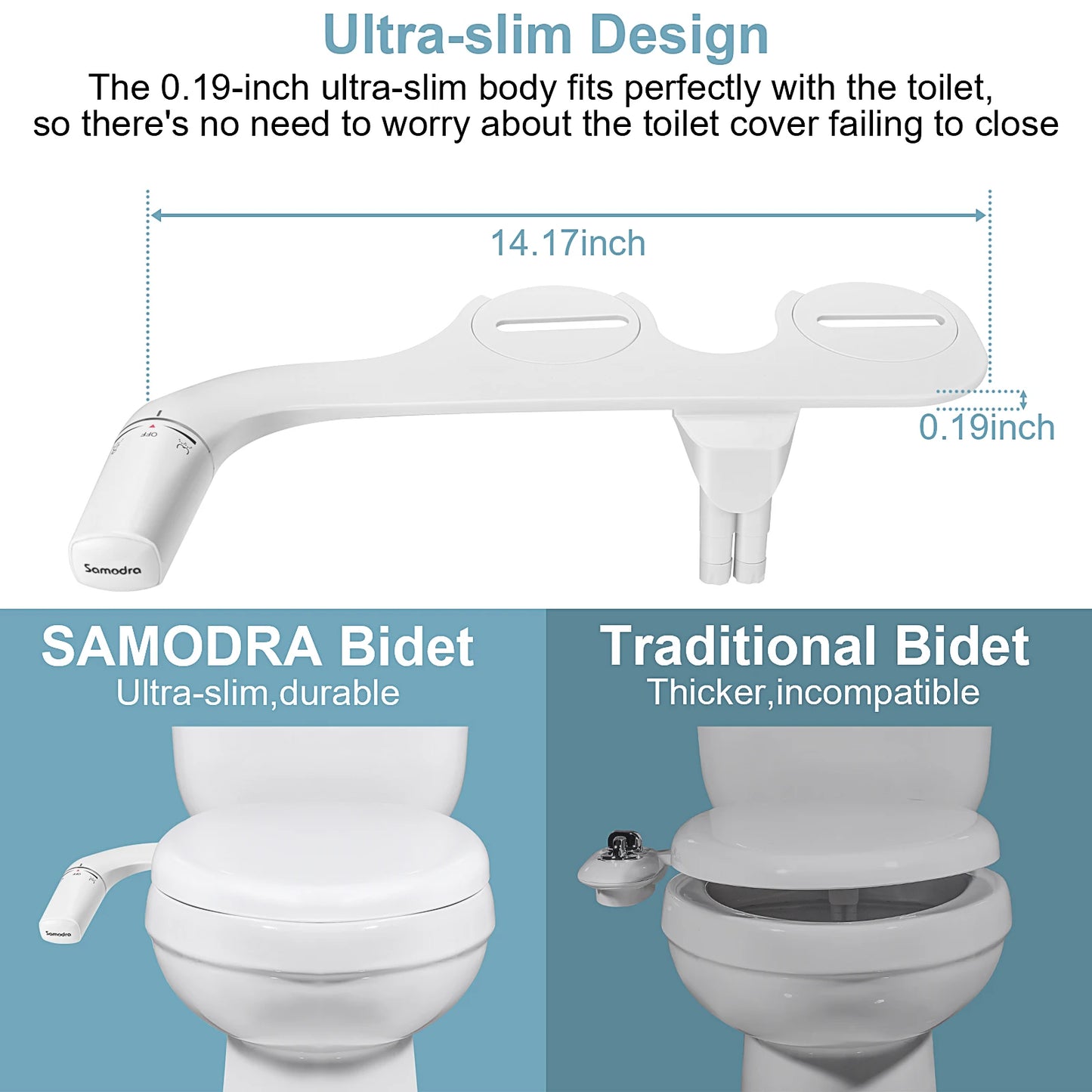 Ultra-Slim Non-Electric Bidet Attachment