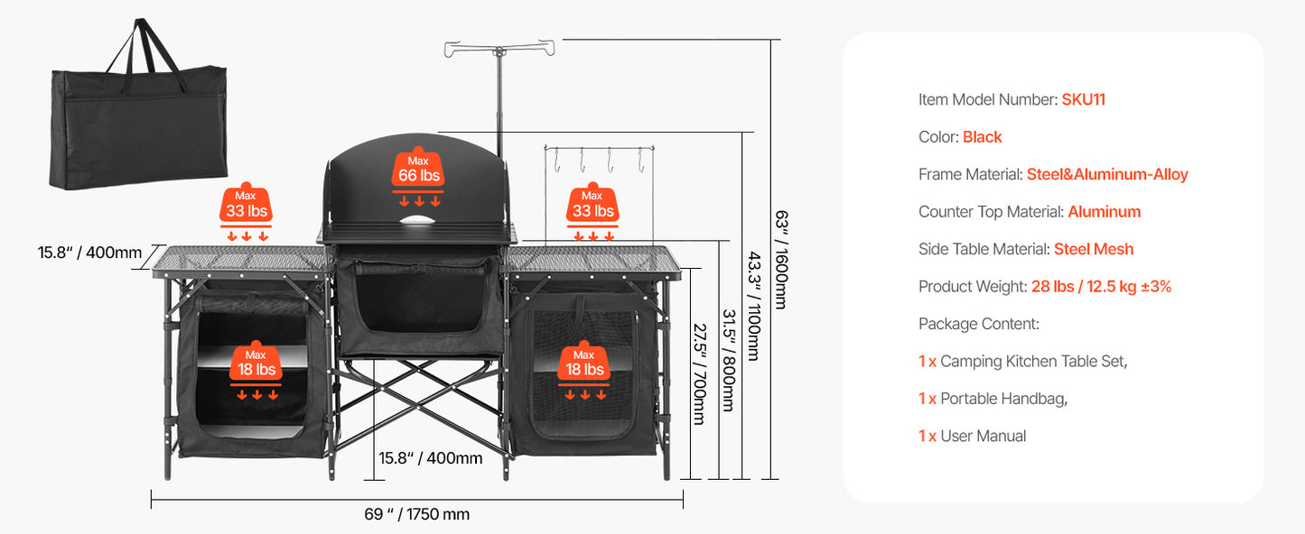 Folding Outdoor Camping Kitchen Grill Station