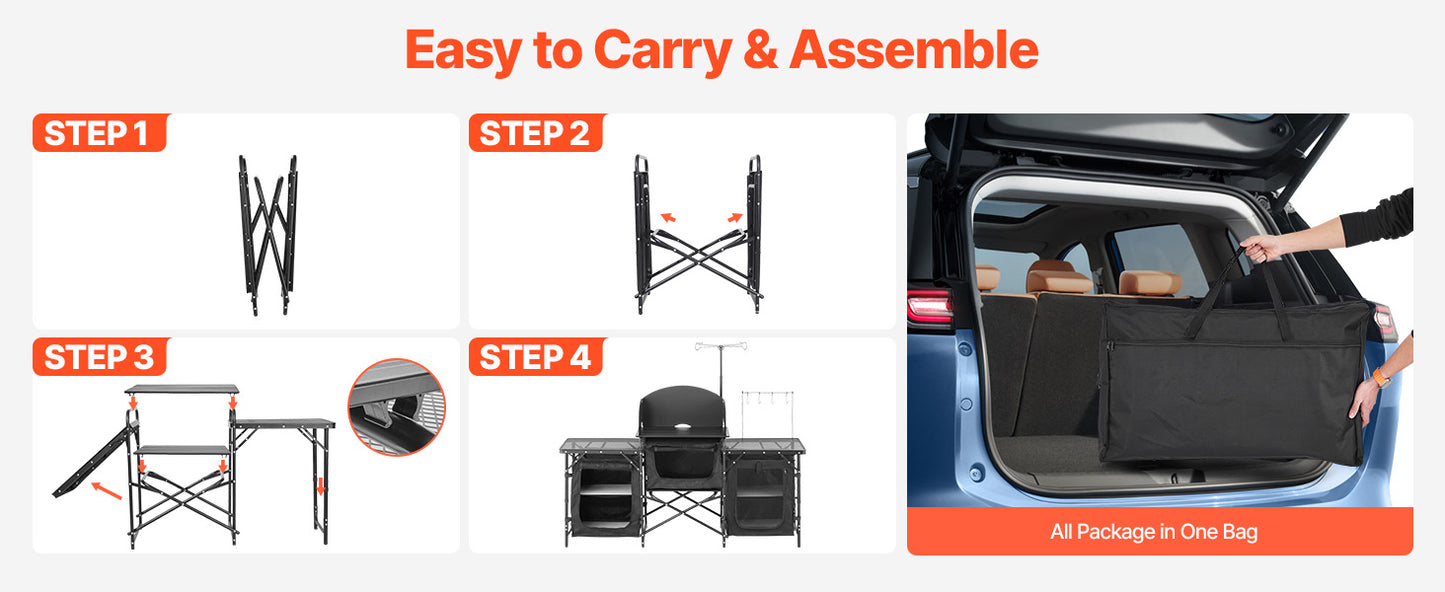 Folding Outdoor Camping Kitchen Grill Station