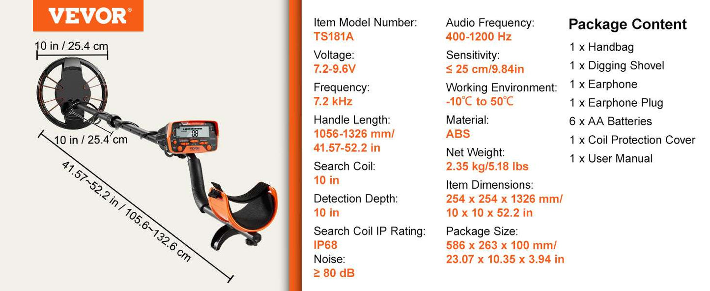 Portable Metal Detector with Adjustable Stem