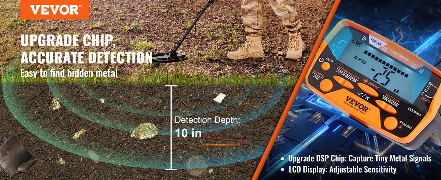 Portable Metal Detector with Adjustable Stem