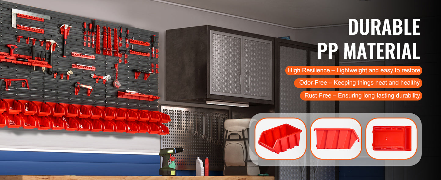 Wall Mounted Tool Storage Organizer Rack-30/48Bin