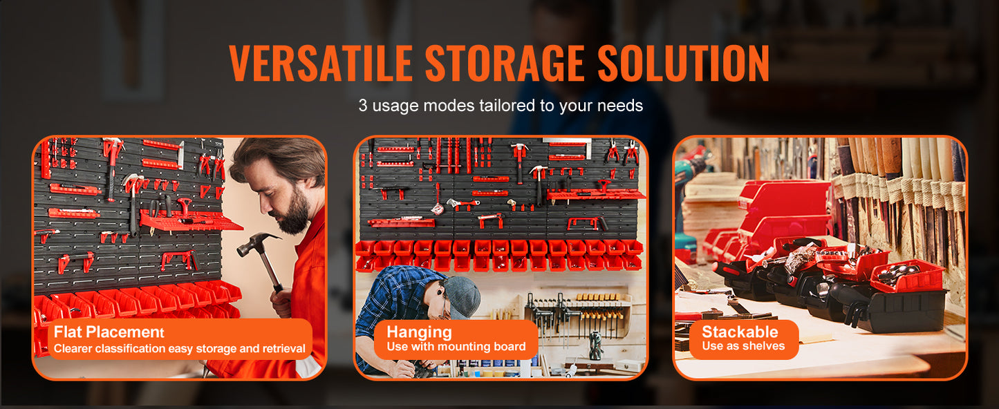 Wall Mounted Tool Storage Organizer Rack-30/48Bin