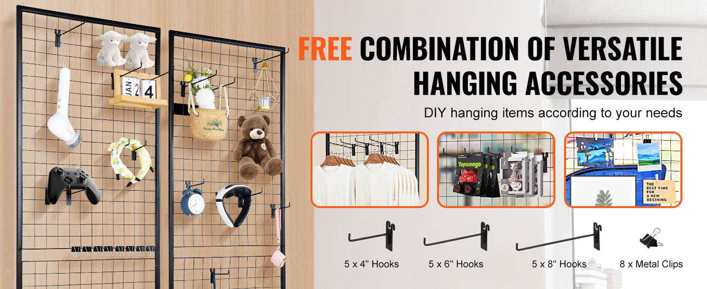 2-Pack Wire Grid Panel Tower with Hooks