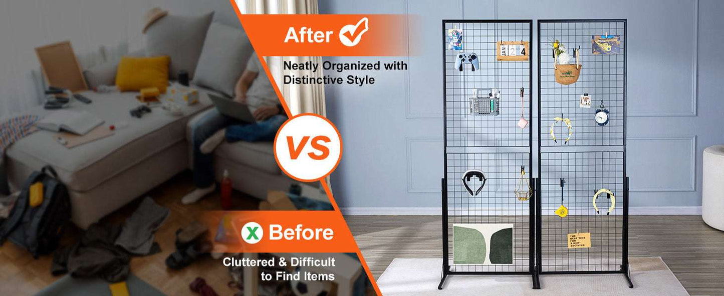 2-Pack Wire Grid Panel Tower with Hooks