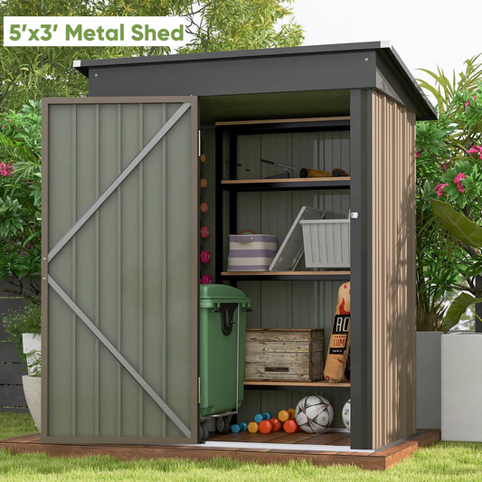 Outdoor Steel Storage Shed 5x3 ft Waterproof