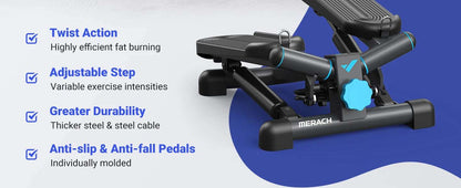 Adjustable Hydraulic Mini Stepper with Resistance Bands
