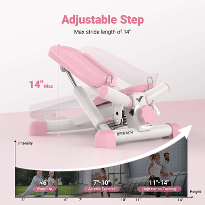 Adjustable Hydraulic Mini Stepper with Resistance Bands