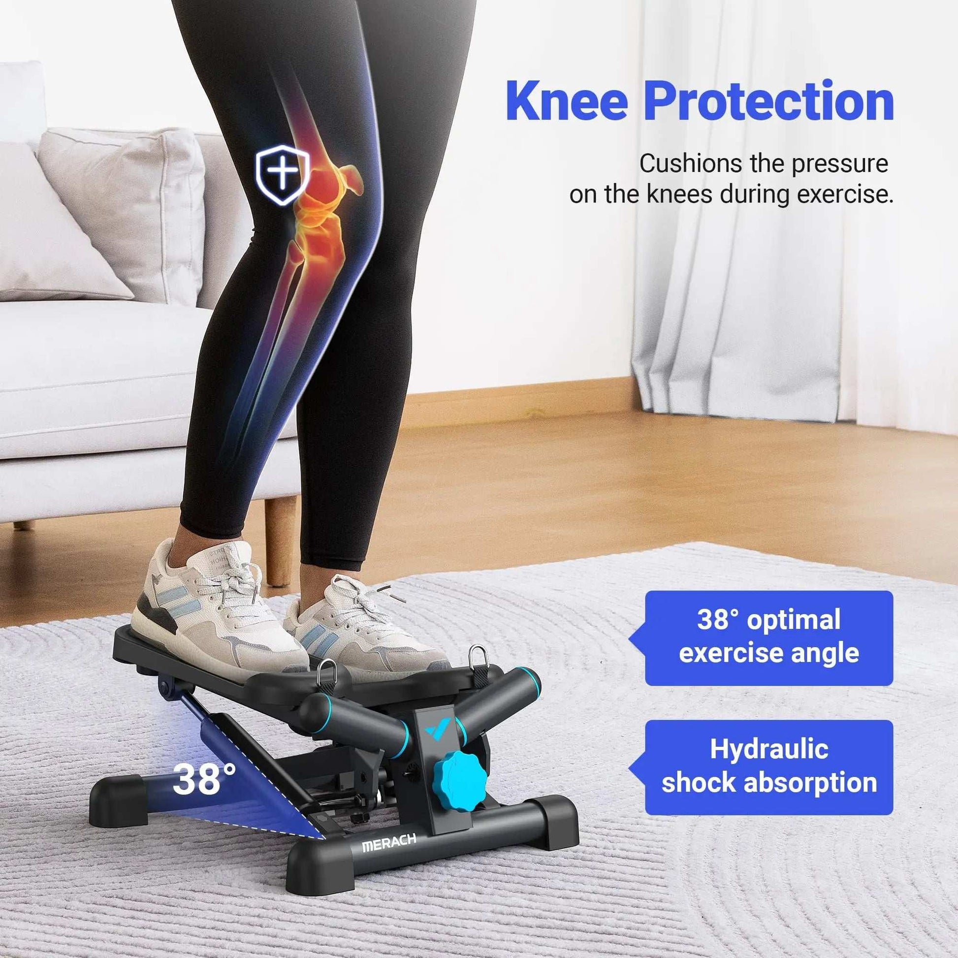 Adjustable Hydraulic Mini Stepper with Resistance Bands