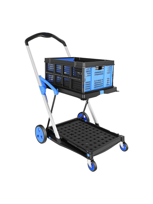 2-Tier Folding Shopping Cart with Brake