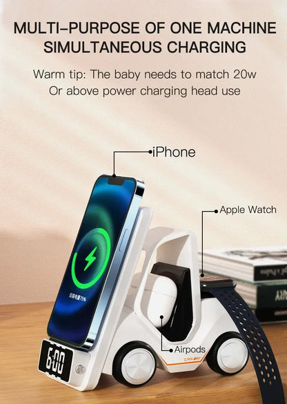 5-in-1 Wireless Charging Station Clock