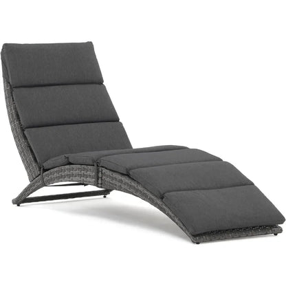 Foldable Rattan Chaise Lounge Chair