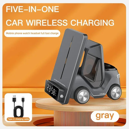 5-in-1 Wireless Charging Station Clock