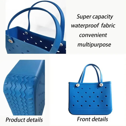 Waterproof EVA Rubber Tote Bag – M/L/XL Beach & Picnic Basket
