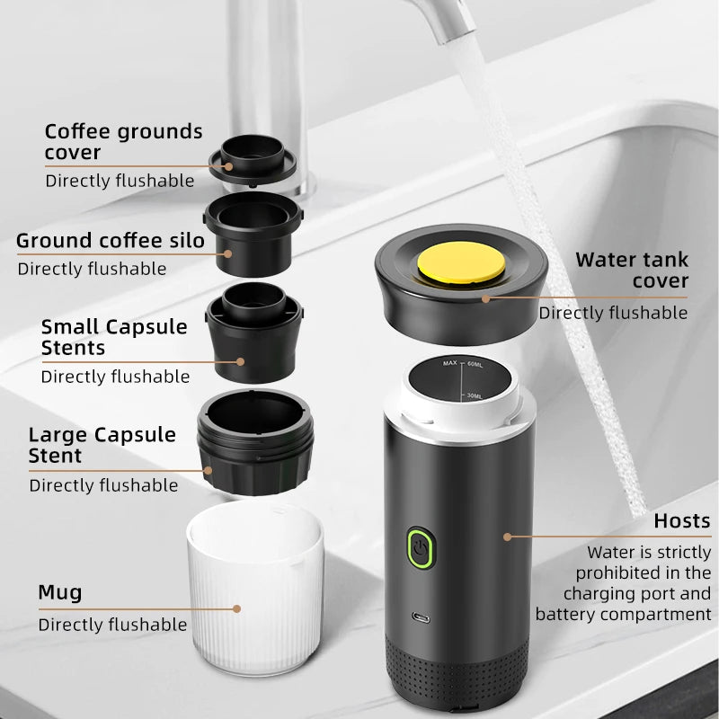 Portable 20-Bar Espresso Maker for Home Travel Camping
