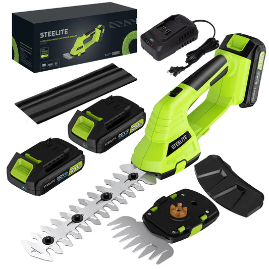 Cordless 2-in-1 Grass Shear and Hedge Trimmer with 2 Batteries