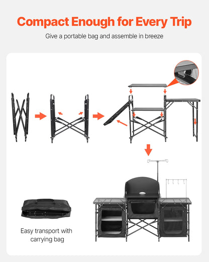 Folding Outdoor Camping Kitchen Grill Station