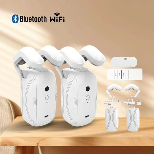 WiFi & Bluetooth Smart Curtain Opener with Remote & App Control