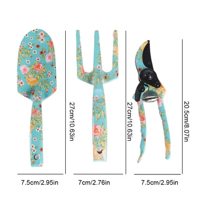 3PCS Floral Garden Tool Set with Pruner