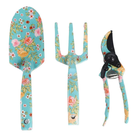 3PCS Floral Garden Tool Set with Pruner