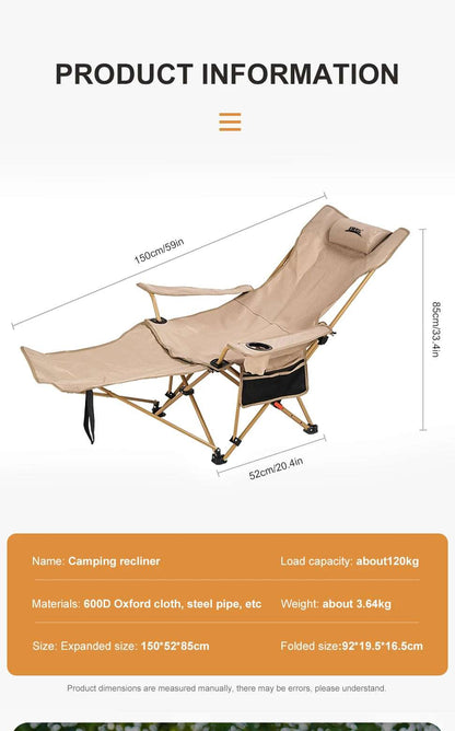 2-in-1 Adjustable Camping Recliner Chair