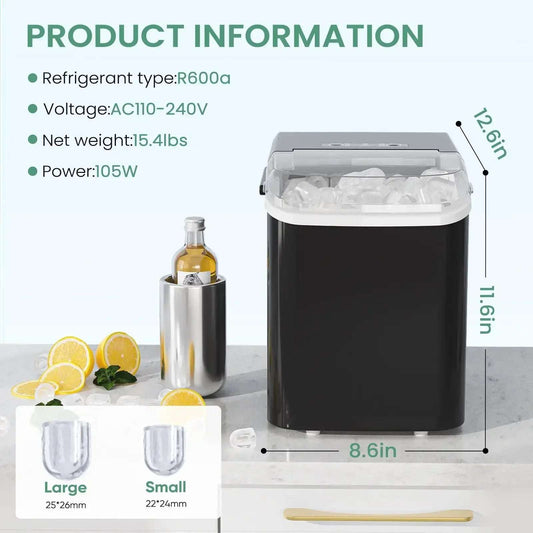 Countertop Self-Cleaning Ice Maker with Handle