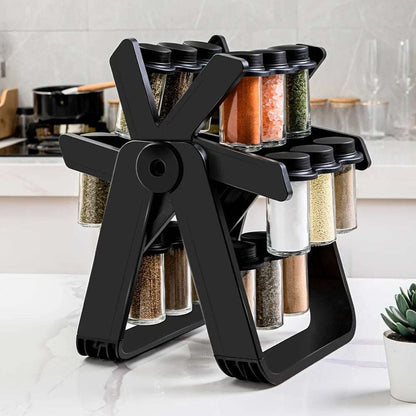 Rotating Spice Rack with 12 Bottles