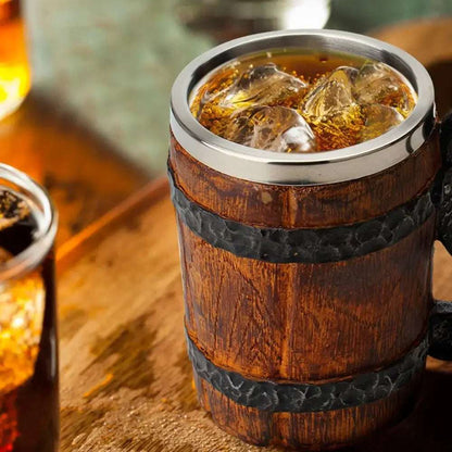 500ml Viking Style Wooden Insulated Mug