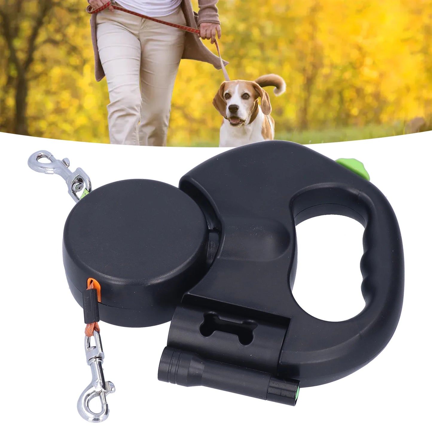 Tangle-Free Dual Retractable Dog Leash with LED