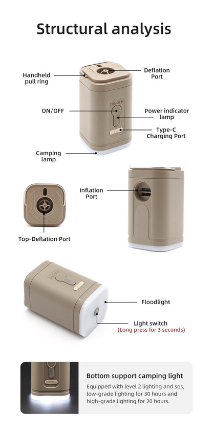 Camping Electric Air Pump with Light