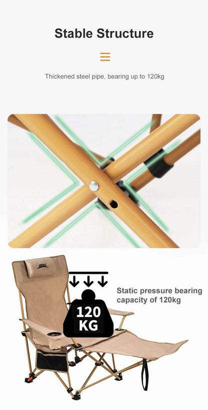2-in-1 Adjustable Camping Recliner Chair