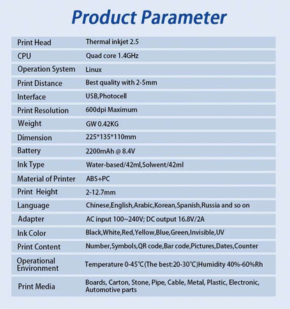 Handheld Inkjet Printer – 600DPI Portable Label Gun