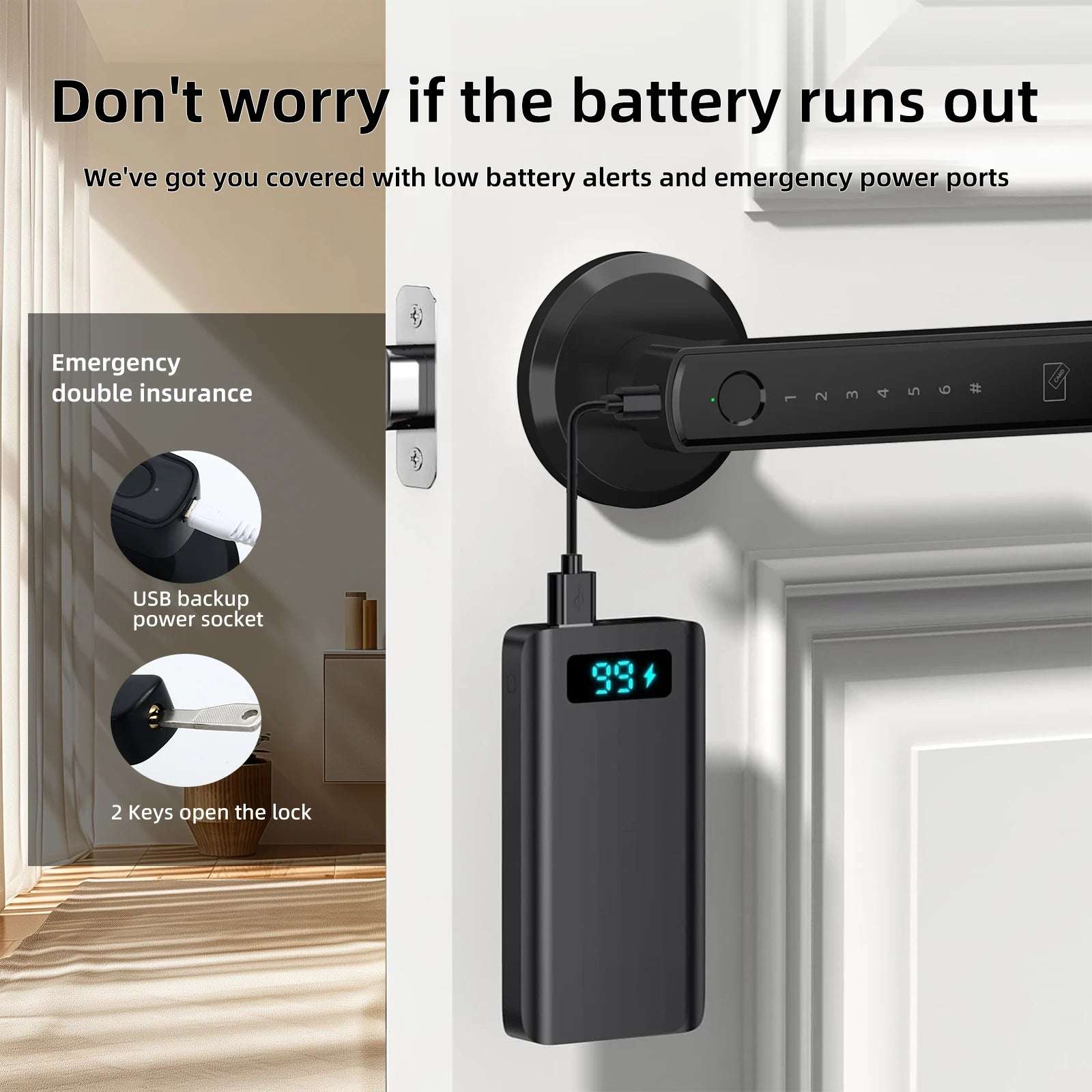 Smart Fingerprint Door Lock Keypad Handle