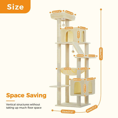 180cm Large Cat Tree Tower with Hammock