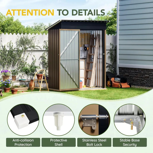 5x3 ft Metal Outdoor Storage Shed