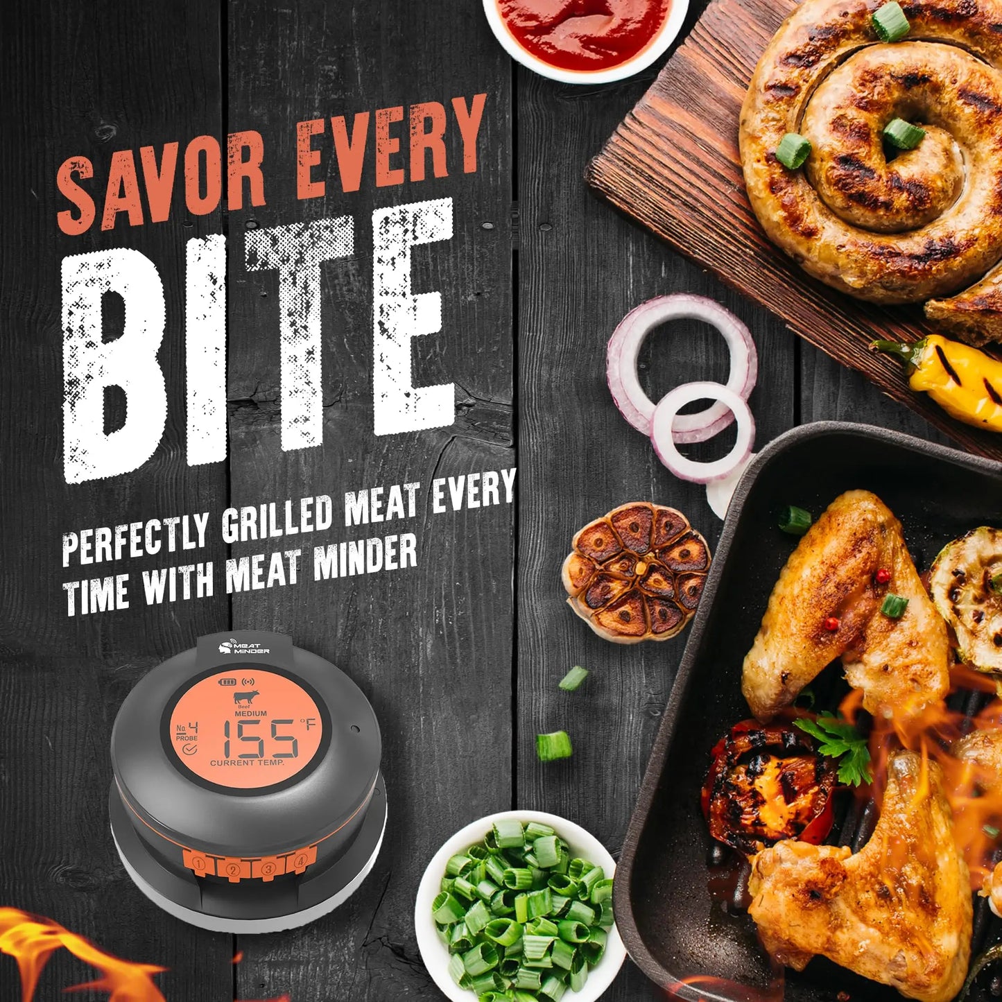 Smart Bluetooth BBQ Thermometer | 4-Probe Wireless Grill Sensor