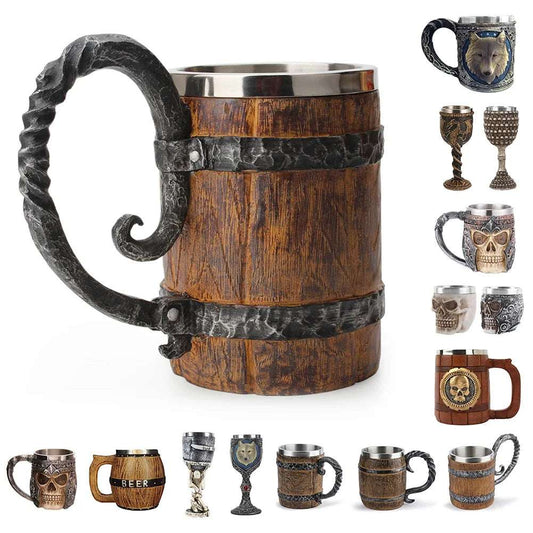 500ml Viking Style Wooden Insulated Mug