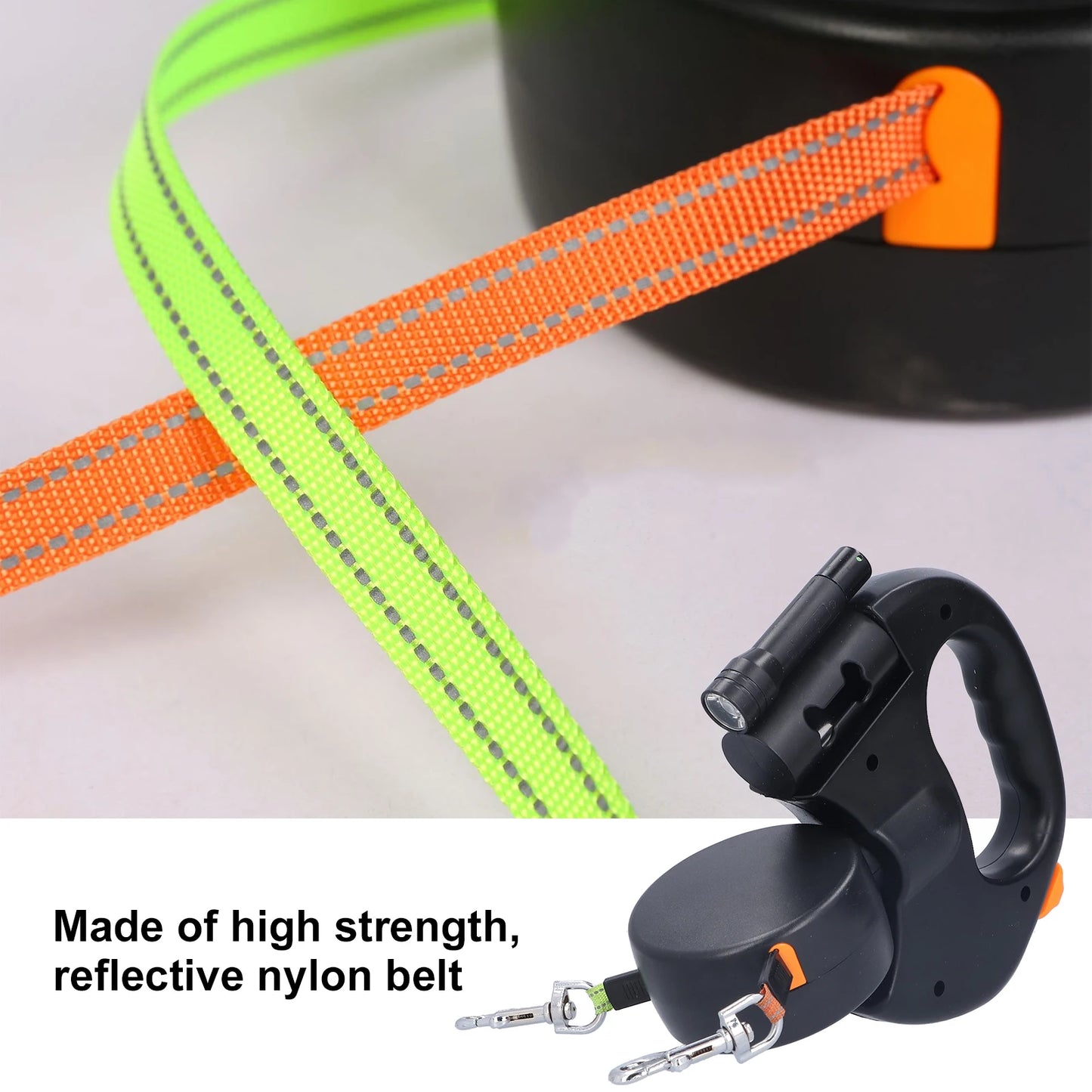 Tangle-Free Dual Retractable Dog Leash with LED