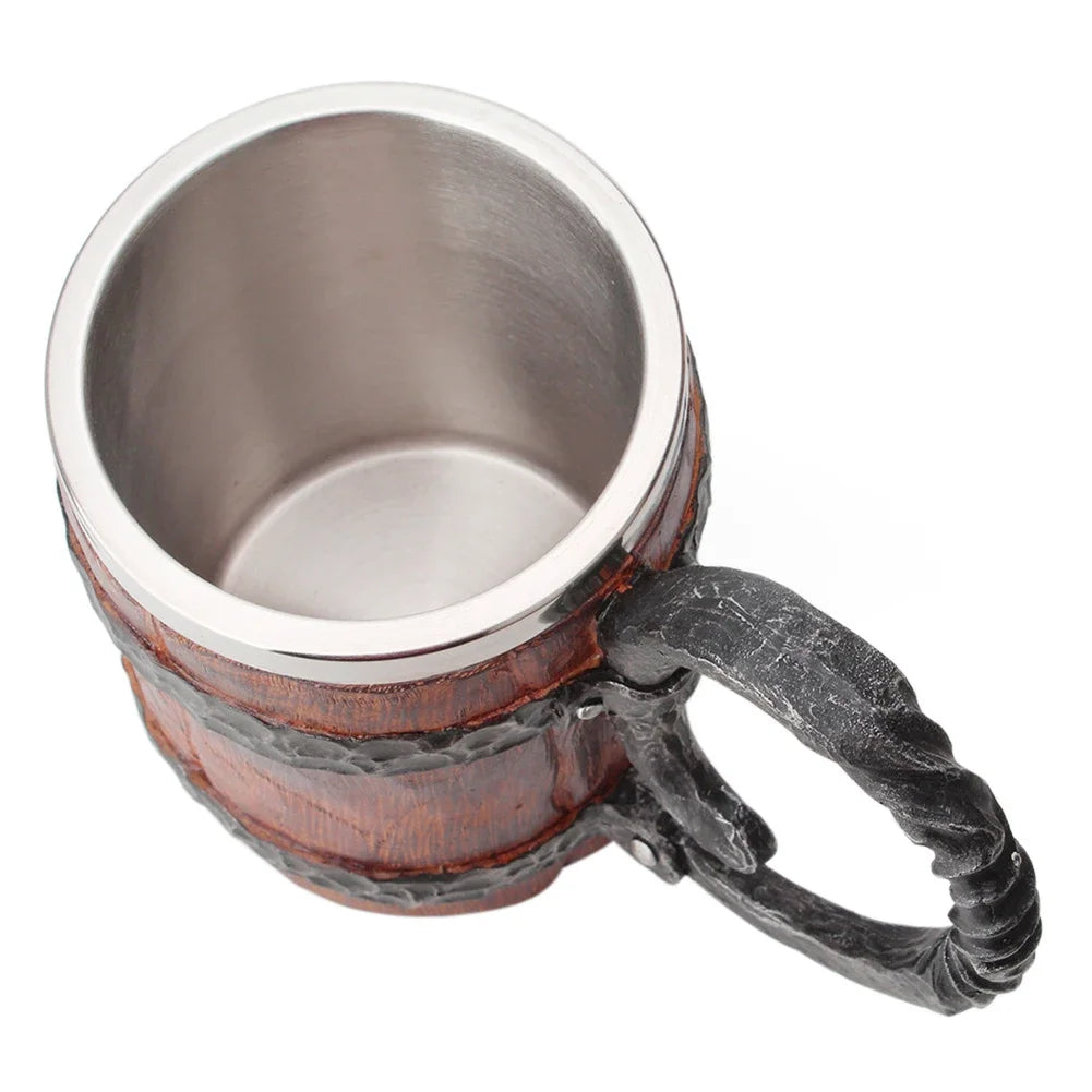 500ml Viking Style Wooden Insulated Mug