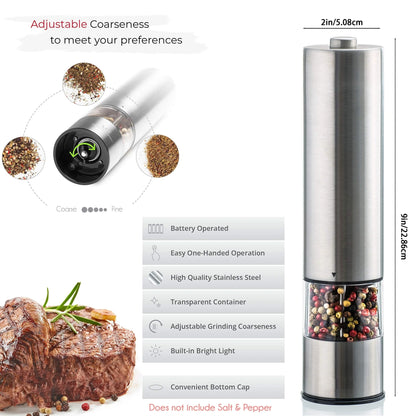 Electric Salt and Pepper Grinder Set with Light