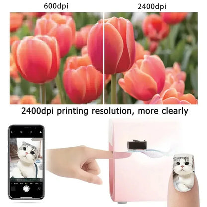 Smart 2400dpi Portable 3D Nail Printer