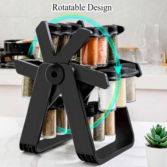 Rotating Spice Rack with 12 Bottles
